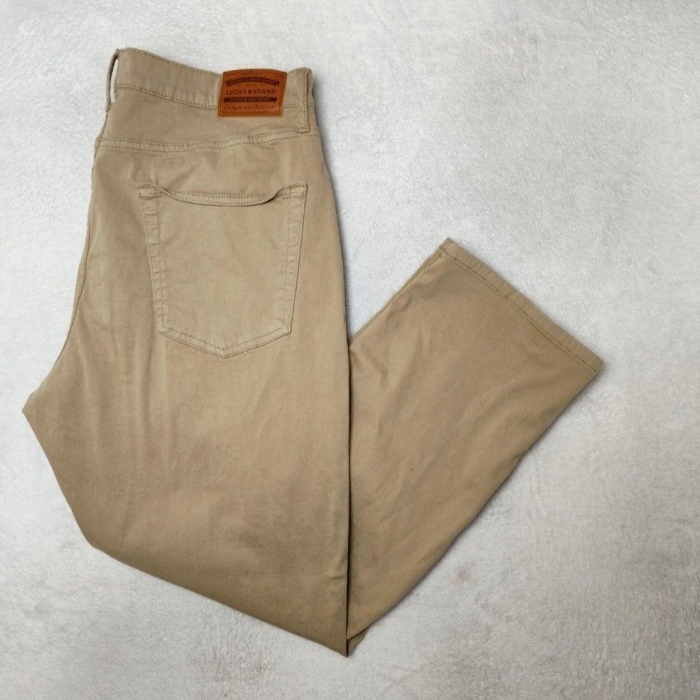 Lucky Brand Pants Mens 38x30 Beige‎ Khaki 410 Athletic Straight Canvas Stretch